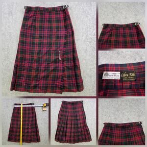 Cobra Kilt Kilt Mens Red Plaid Tartan Wool Adjustable Buckle Straps Scottish